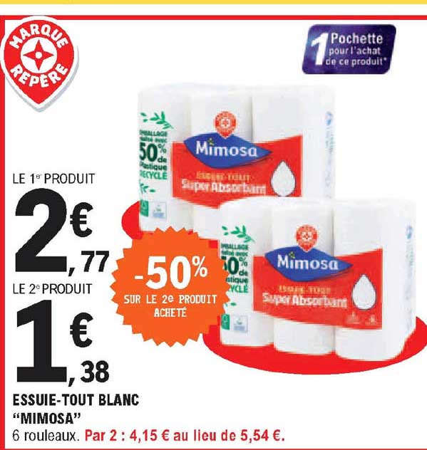 essuie-tout blanc "mimosa"