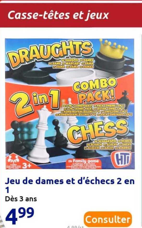jeu de dames et d'échecs 2 en 1