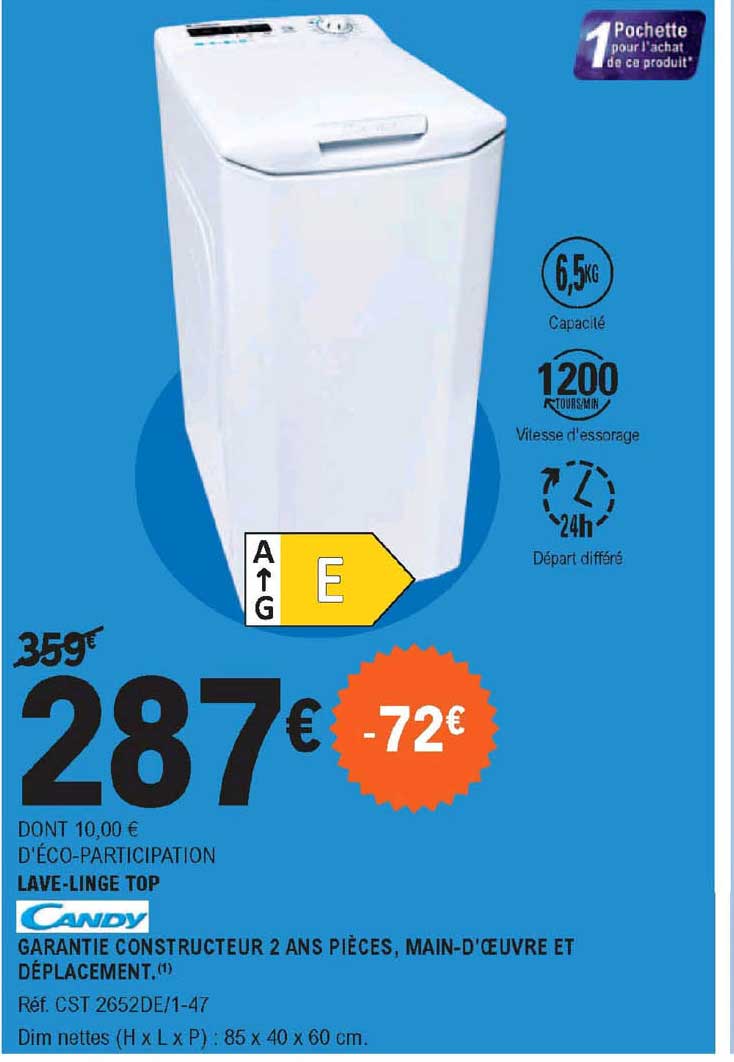 lave-linge top candy