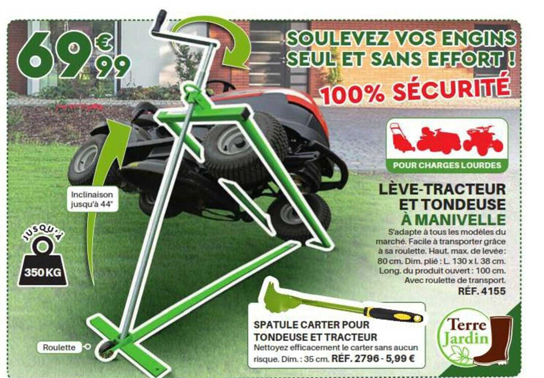 lève-tracteur et tondeuse à manivelle
