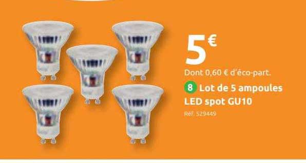 lot de 5 ampoules led spot gu10