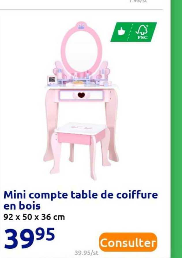 mini compte table de coiffure en bois