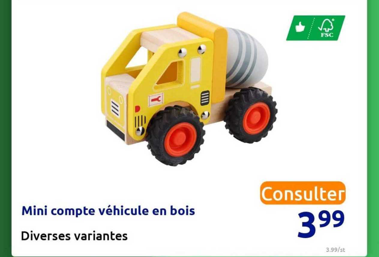 mini compte véhicule en bois