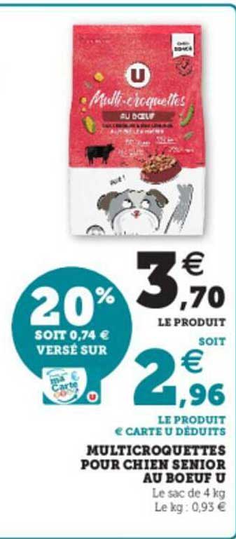 multi croquettes pour chien senior au bœuf u