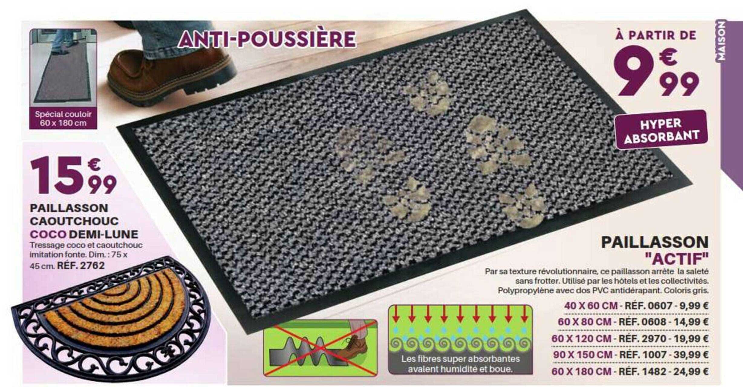 paillasson caoutchouc coco demi-lune paillasson "actif"