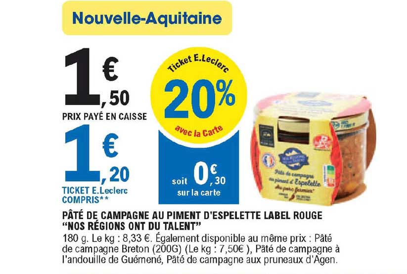pâté de campagne au piment d'espelette label rouge "nos régions ont du latent