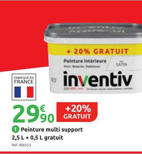peinture multi support 2,5 l + 0,5l gratuit inventiv