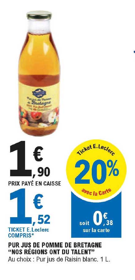pur jus de pomme de bretagne "nos régions ont du talent"