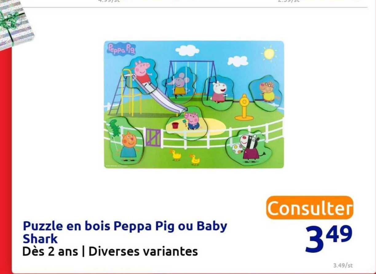 Puzzle En Bois Peppa Pig Ou Baby Shark