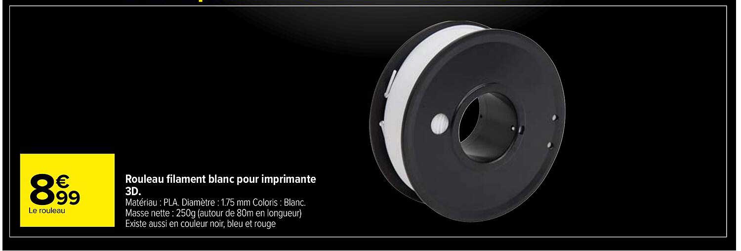 rouleau filament blanc pour imprimante 3d