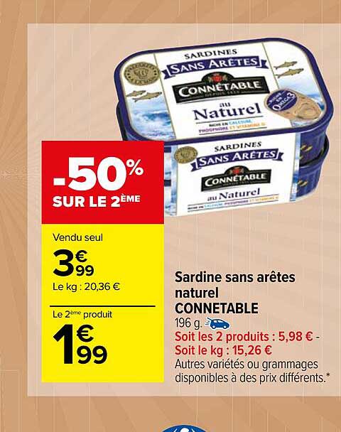 sardine sans arêtes naturel connétable