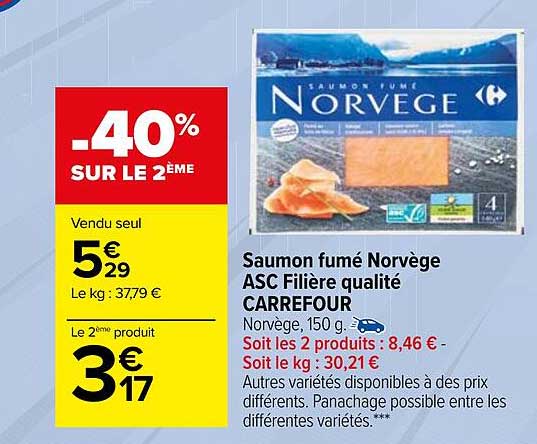 Saumon Fumé Norvège Asc Filière Qualité Carrefour