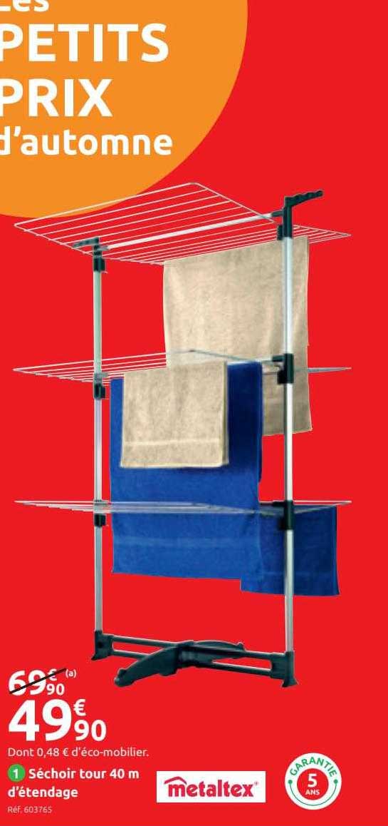 séchoir tour 40 m d'étendage metaltex