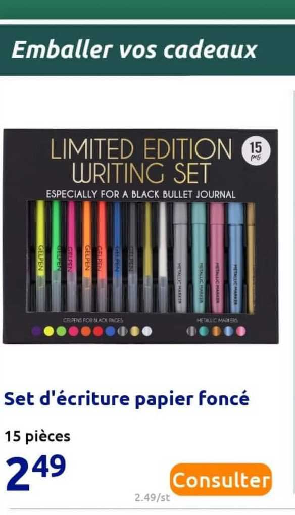 set d'écriture panier foncé