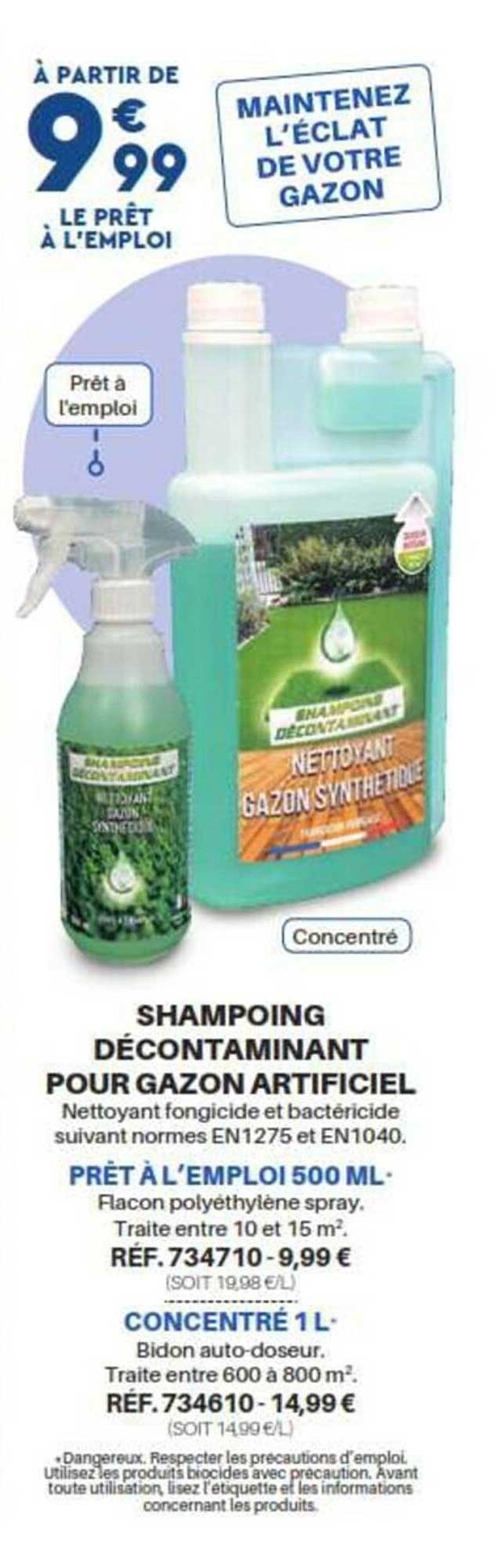shampoing décontaminant pour gazon artificiel