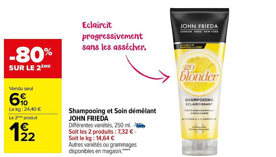 shampooing et soin démêlant john frieda