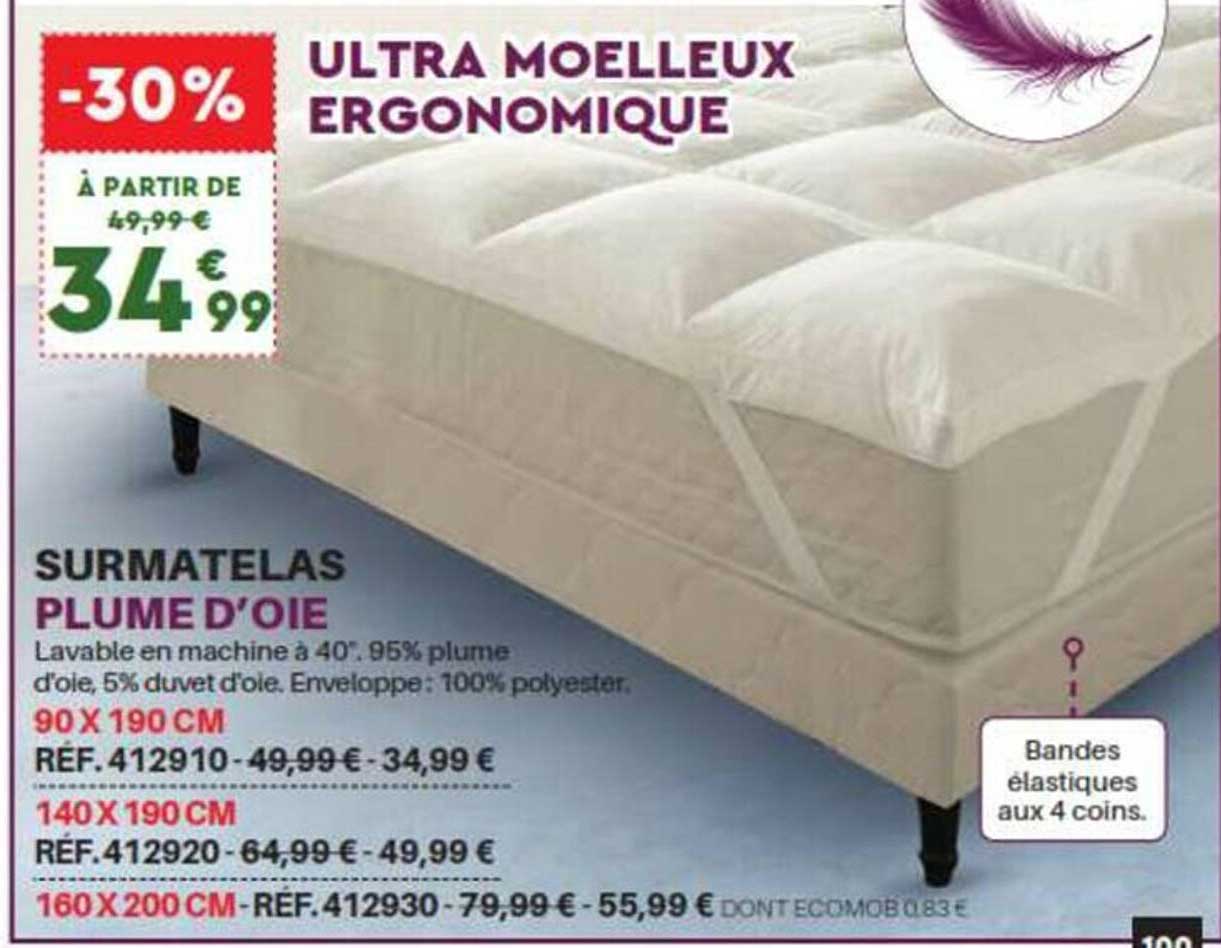 surmatelas plume d'oie 90 x 190 cm 140 x 190 cm 160 x 200 cm