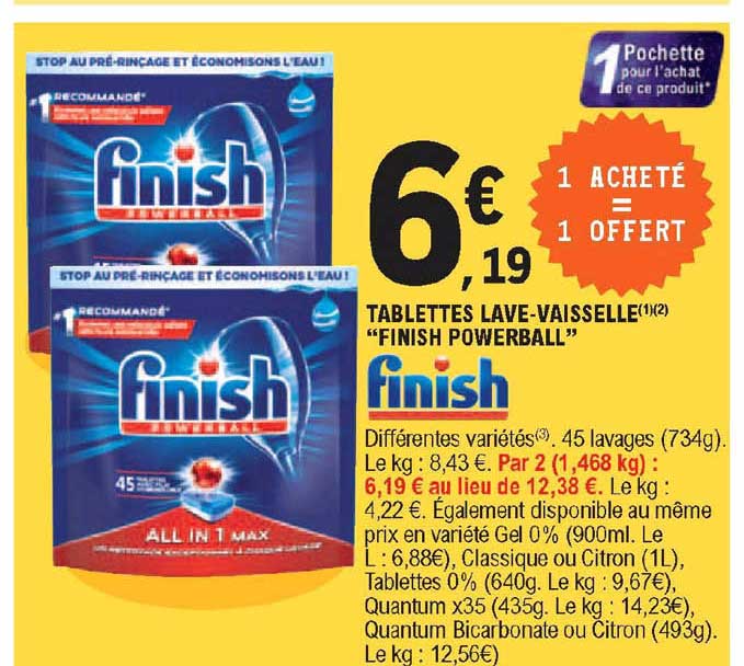 tablettes lave-vaisselle "finish powerball"