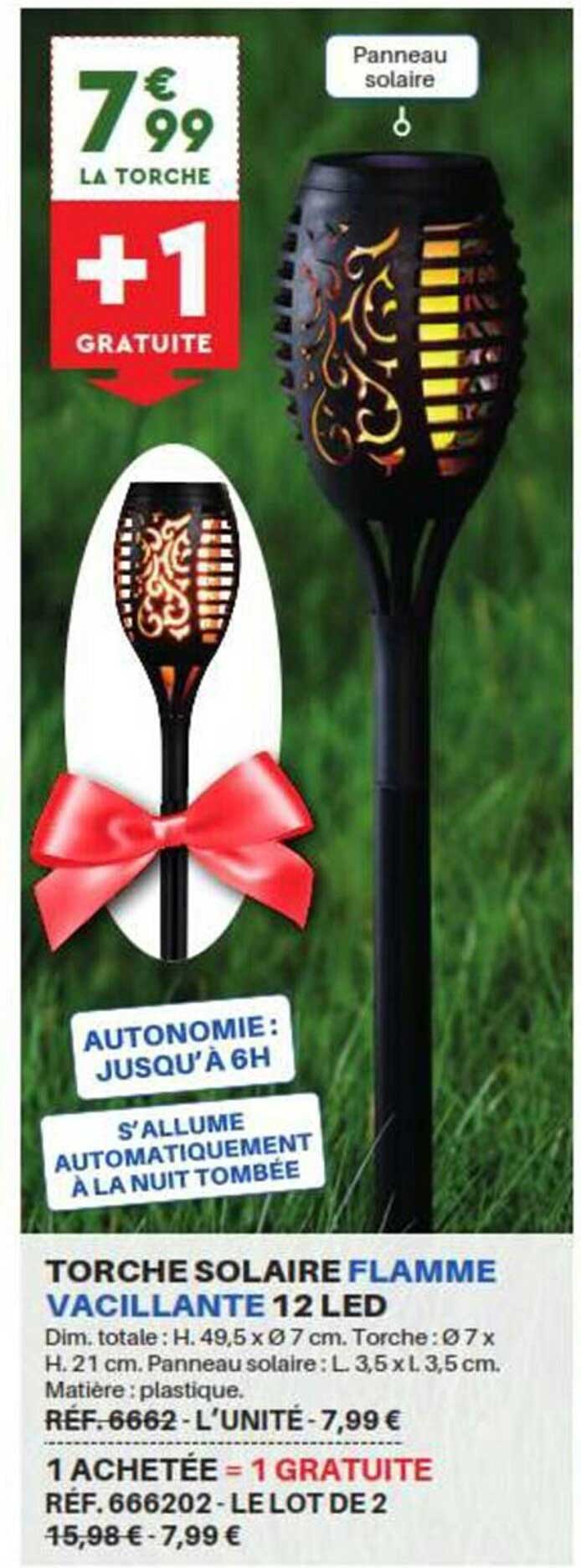 Torche Solaire Flamme Vacillate 12 Led