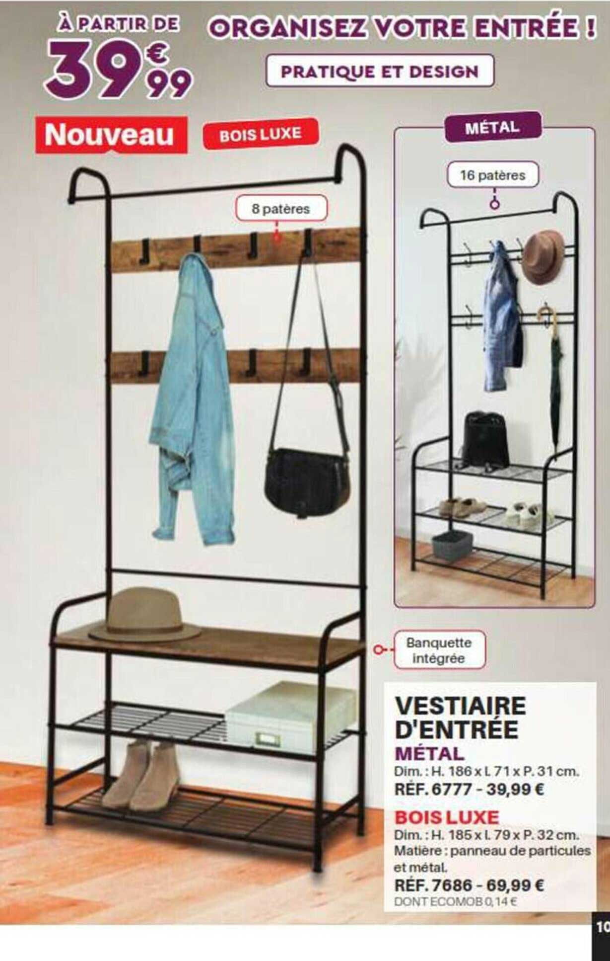 vestiaire d'entrée métal bois luxe