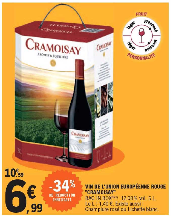 vin de l'union européenne rouge "cramoisay"