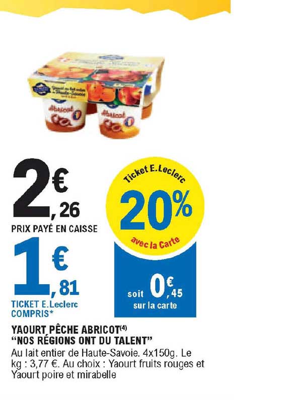 yaourt pêche abricot "nos régions ont du talent"