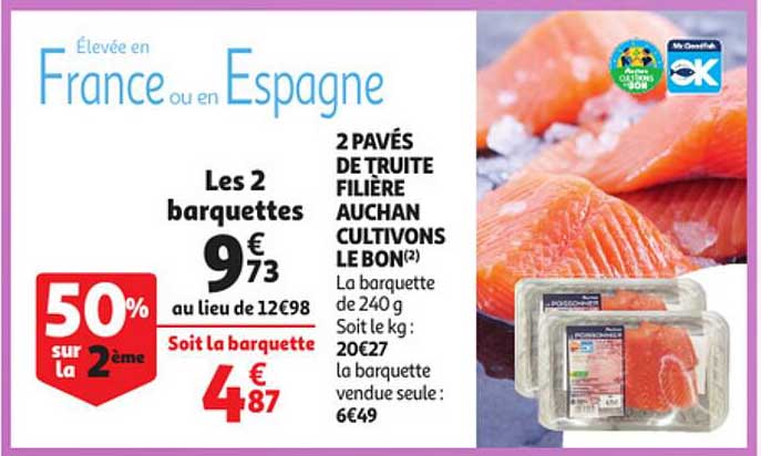 2 pavés de truite filière auchan cultivons le bon