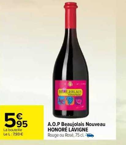 a.o.p. beaujolais nouveau honoré lavigne