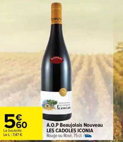 a.o.p. beaujolais nouveau les cadoles iconia