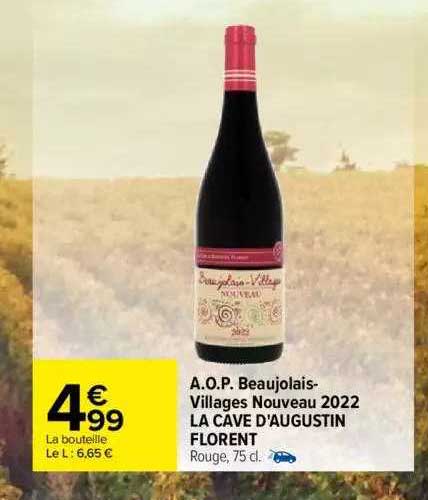 a.o.p. beaujolais-villages nouveau 2022 la cave d'augustin florent