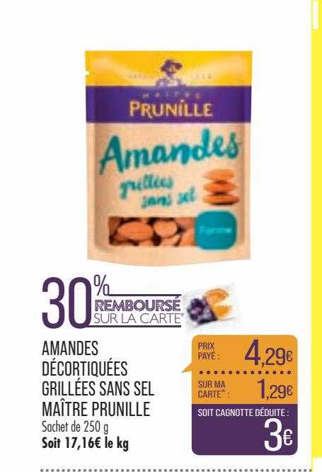 amandes décortiquées grillées sans sel maître prunille