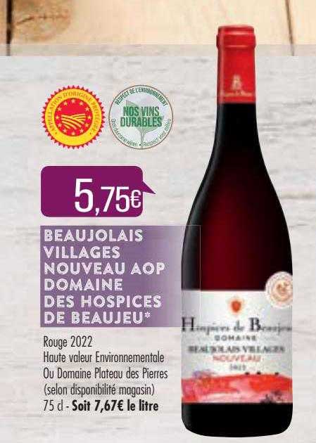 beaujolais villages nouveau aop domaine des hospices de beaujeu