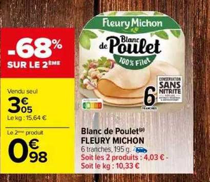 blanc de poulet fleury michon