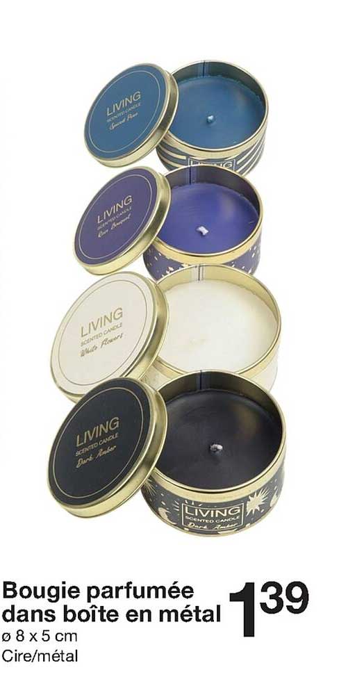 bougie parfumée dans boîte en métal