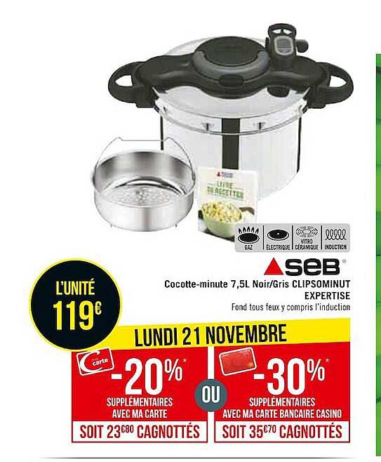 cocotte-minute 7,5L noir-gris clipsominut expertise seb