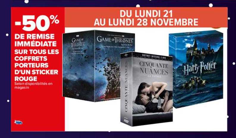 coffrets porteurs d'un sticker rouge