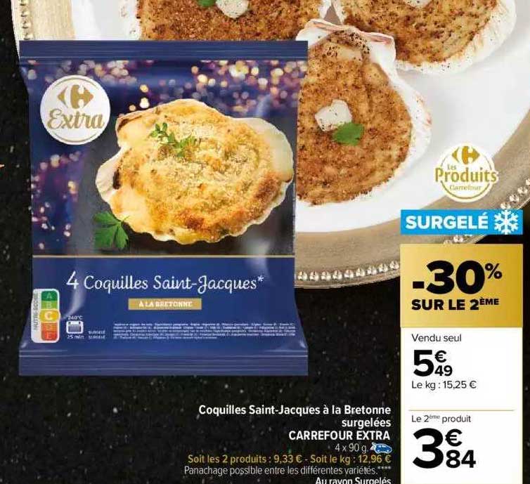 Coquilles Saint-jacques à La Bretonne Surgelées Carrefour Extra
