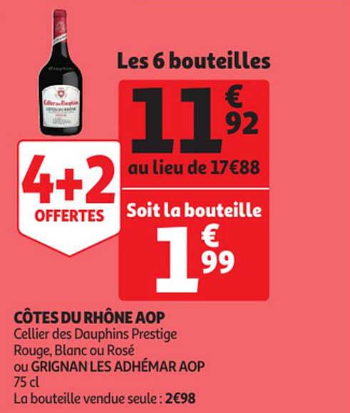 côtes du rhône aop cellier des dauphins prestige ou grignan les adhémar aop