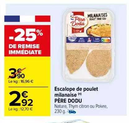 escalope de poulet milanaise père dodu