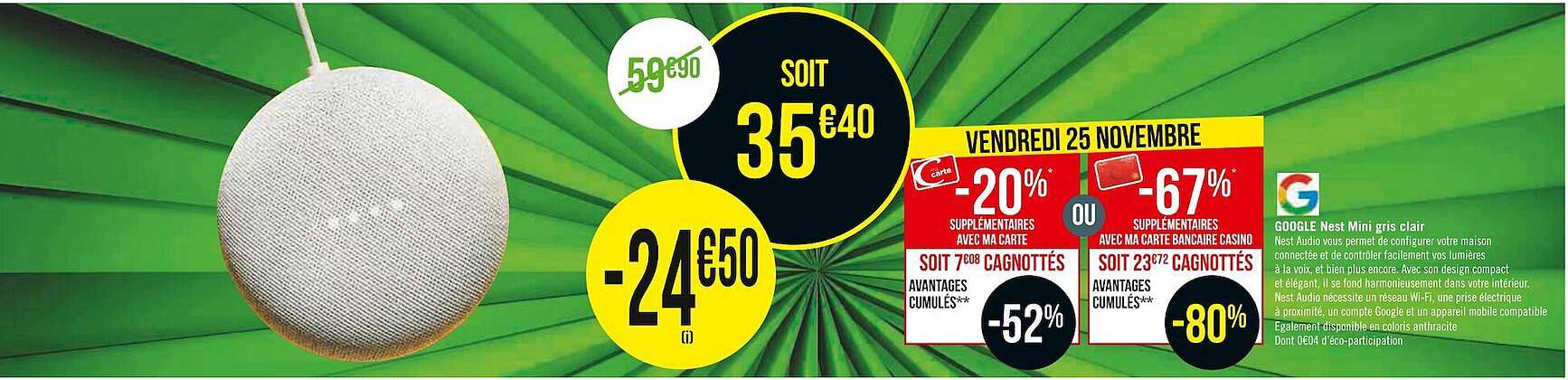 google nest mini gris clair