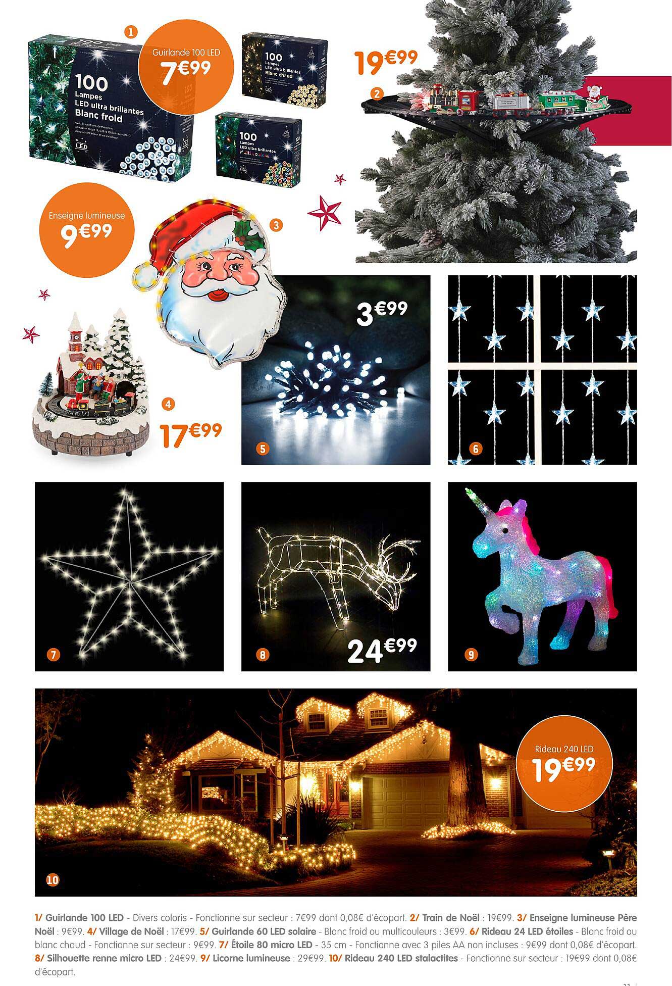 guirlande 100 led, enseigne lumineuse, rideau 240 led