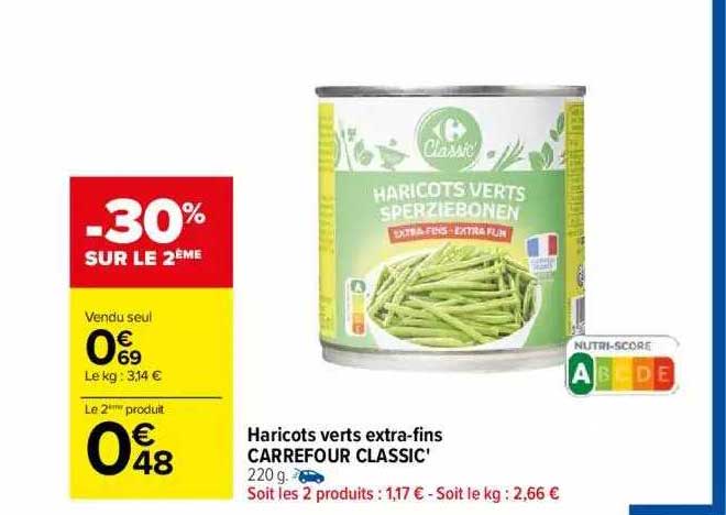 haricots verts extra-fins carrefour classic'