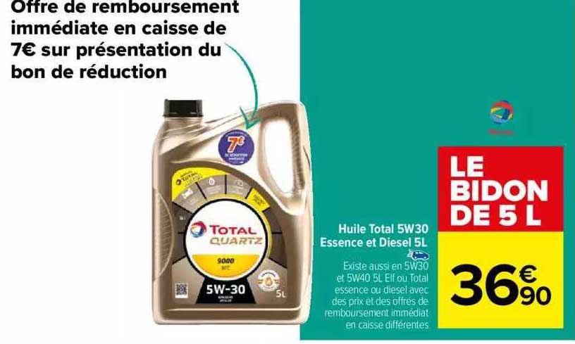 Huile Total 5w30 Essence Et Diesel 5l