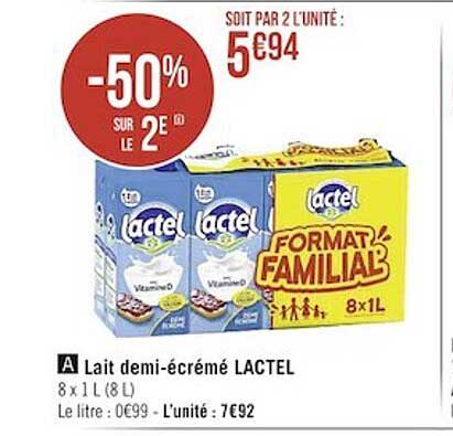 lait demi-écrémé lactel