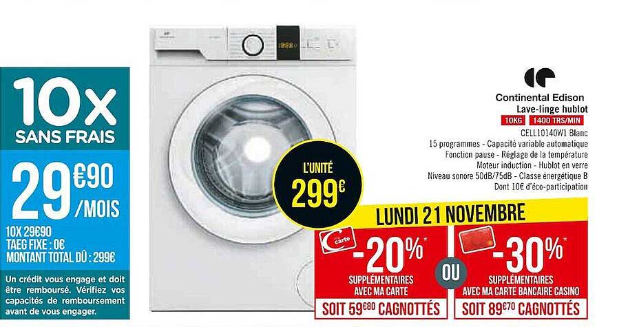 lave-linge hublot continental edison