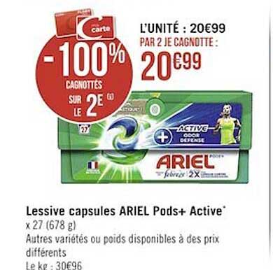 Lessive Capsules Ariel Pods+ Active