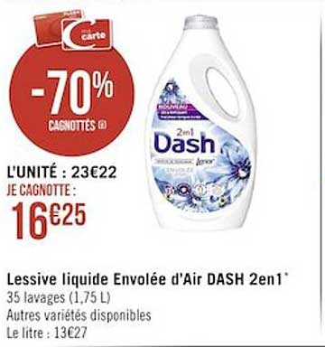Lessive Liquide Envolée D'air Dash 2 En 1