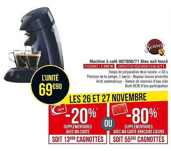 machine à café hd7806-71 bleu nuit foncé senseo