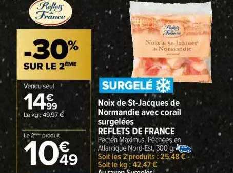 Noix De St-jacques De Normandie Avec Corail Surgelées Reflets De France