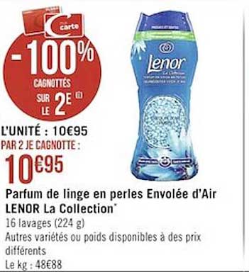 parfum de linge en perles envolée d'air lenor la collection